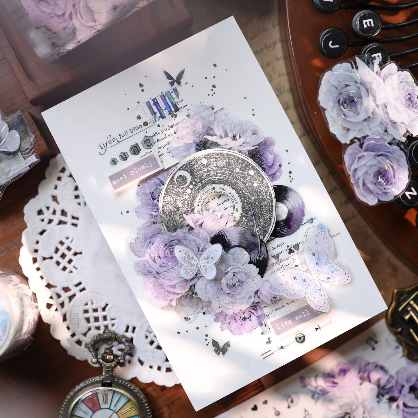YiEr Vol17【Cicada Dream Butterfly】Kiss-cut Butterfly Washi Tape and PET Stickers