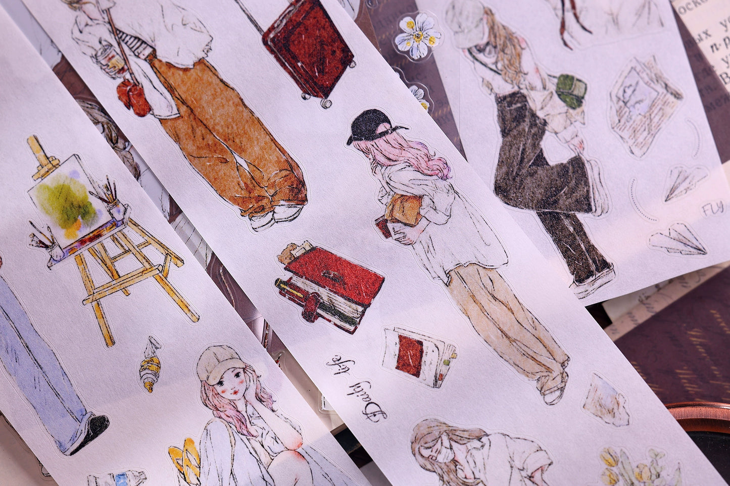 XiaoBaiJia Minimalist Style【Free Wind】Light Retro Orginal Design Washi Pet Tape Landscape Stickers