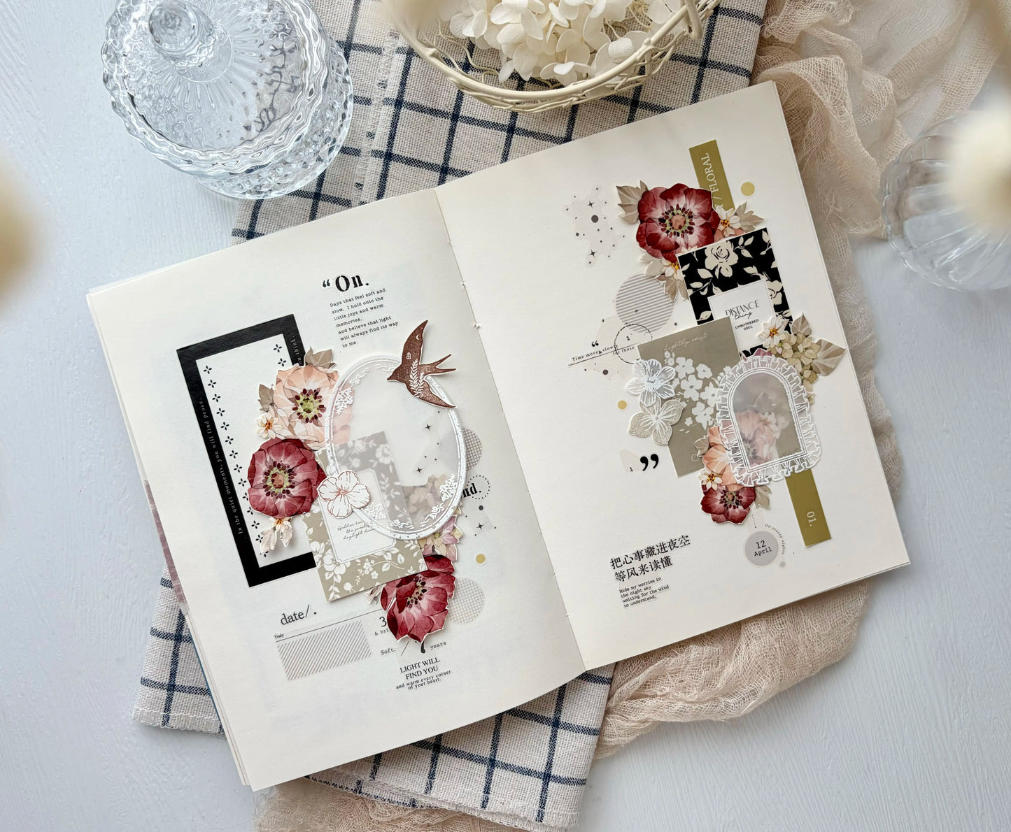 TianCheng-Vol8【Whisper of Blossoms on Paper】Washi PET Tape,for Scrapbook Supplies,Scrapbook Tape Stickers,Junk Journal Supplies
