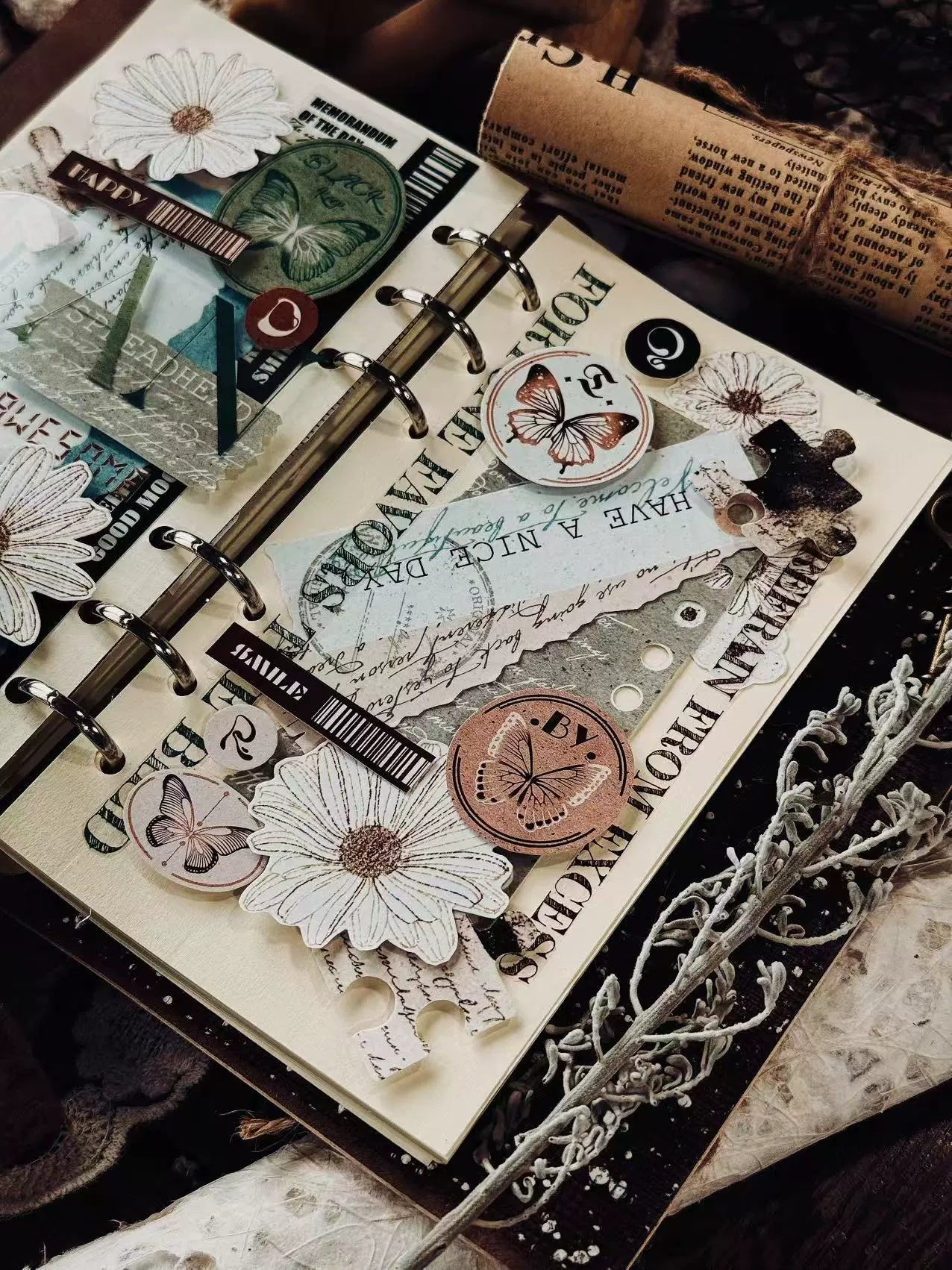 Linlanxi 【Ink Rhyme Printing Traces】Original New Product Retro Flower Puzzle Washi/Pet Tape