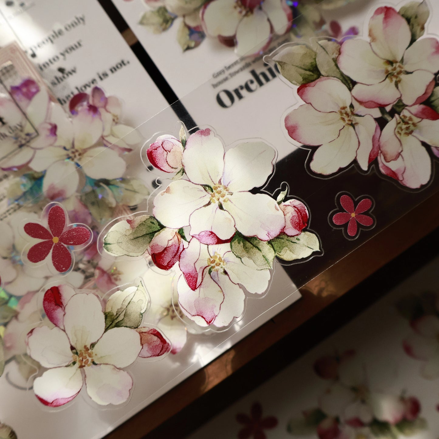 YiEr Vol15【Crabapple Blossom】Orginal Design Pre-cut Washi/Pet Floral Tape Light Retro Landscaping Stickers