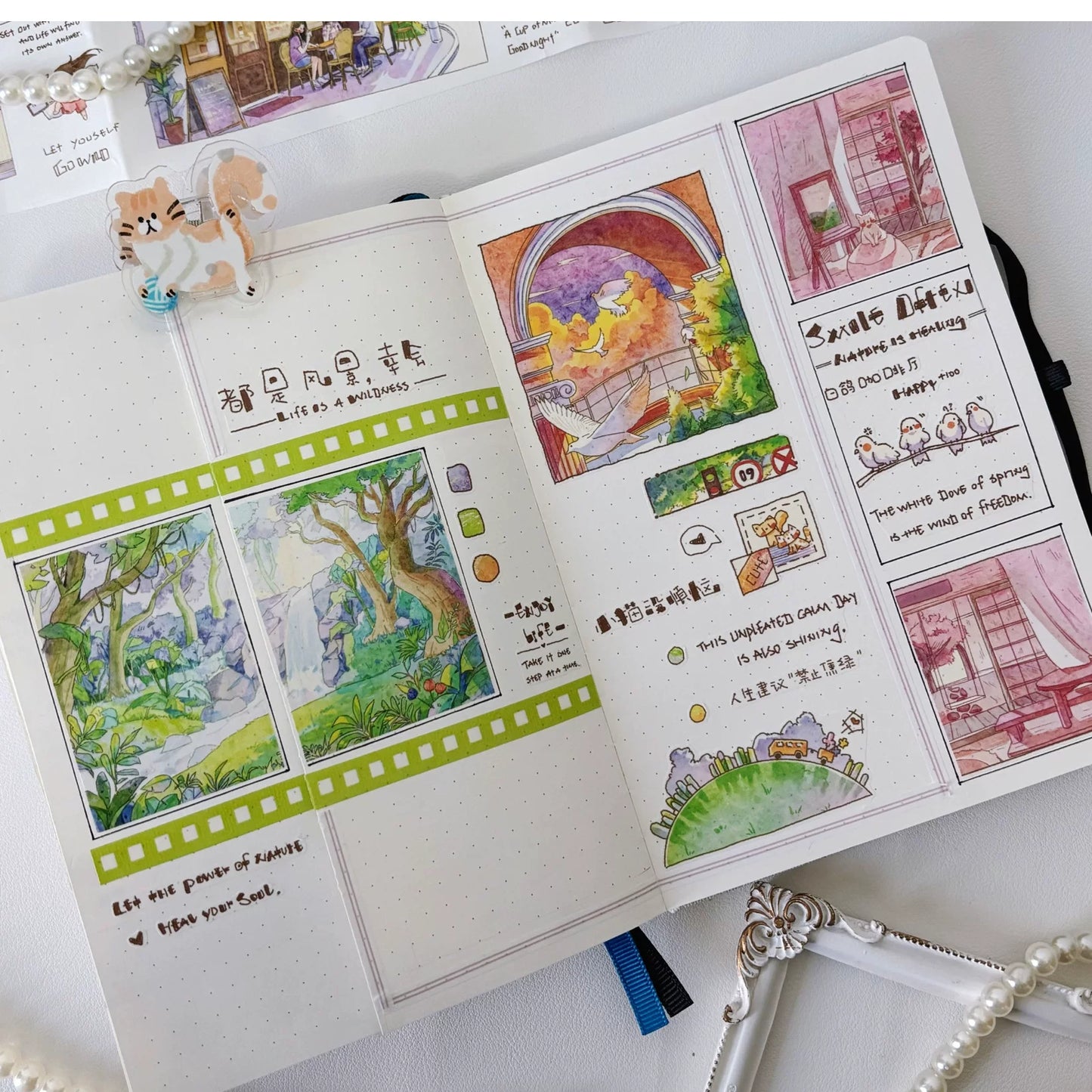 XingXing【Little Bliss】 Pre-cut Salt Based Warm Healing Scene Washi/PET Tape