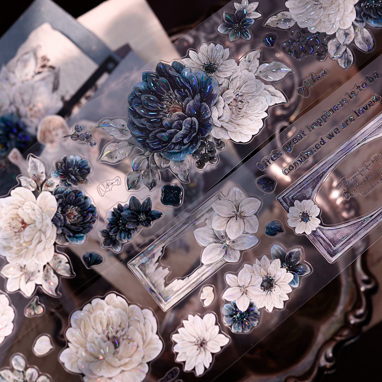 XiaoBaiJia【Old Color Floral Traces】Pre-cut Floral Orginal Design Taiwan Washi Pet Tape Light Retro Stickers