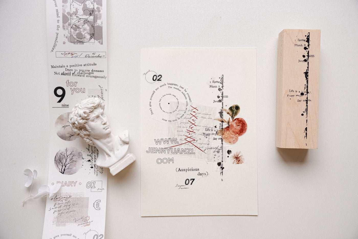 Yuanzi Vol7【Text Primer Series】Upgraded Rubber Retro Maple Stamp for Washi Tape