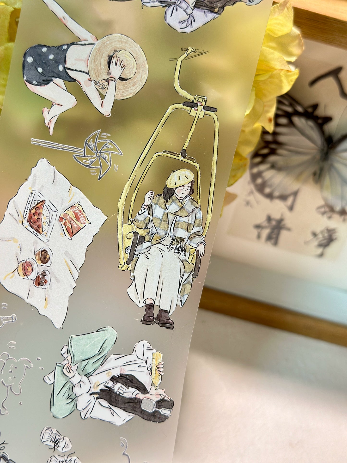 XiYue【Free Verse】Original Character Design Washi/PET Tape Stickers,for Scrapbook Supplies,Journaling,Junk Journal,Bullet Journal,Planner Stickers