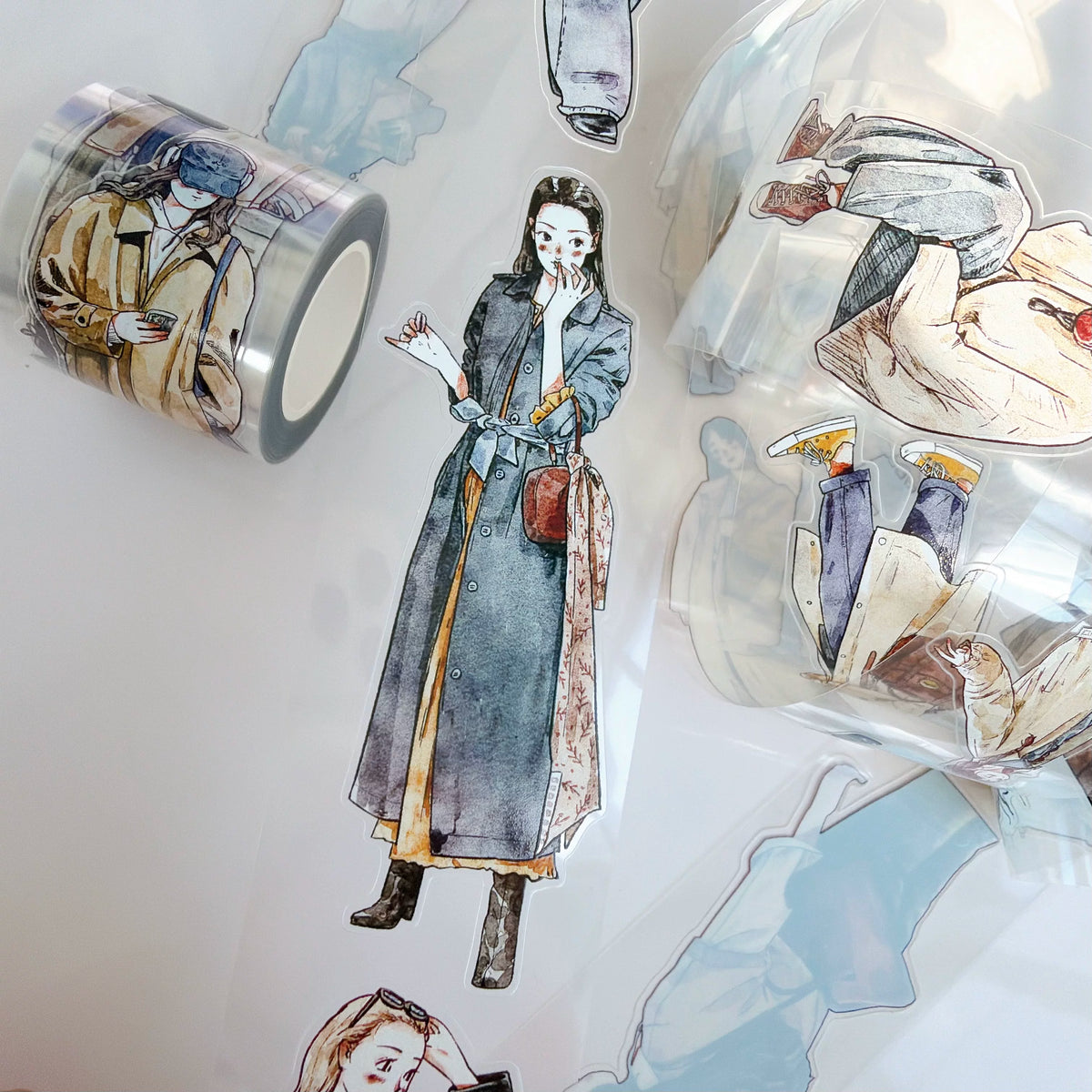 Kaixiaoxun Vol14【Early Autumn】 Pre-Cut Long Loop Washi/Matte PET Tape for Scrapbook Supplies,Junk Journal Supplies