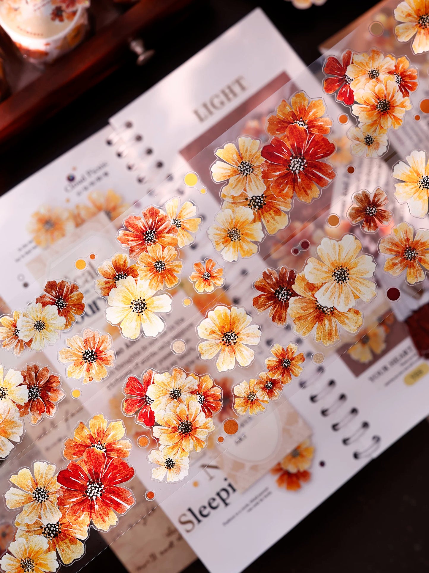 XiaoBaiJia【Autumn Brown Fragrant Flowers】Orginal Design Washi Pet Floral Tape Light Retro Landscaping Stickers