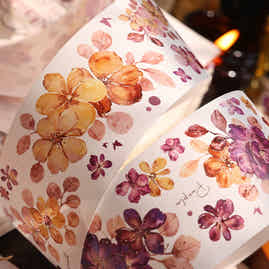 XiaoBaiJia【Bright】Light Retro Orginal Design Washi Pet Floral Tape Light Retro Landscaping Stickers