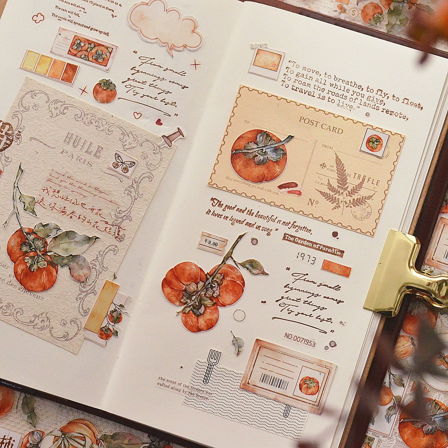 XiaoBaiJia【Winter Persimmon】Light Retro Orginal Design Washi Pet Tape Landscape Stickers