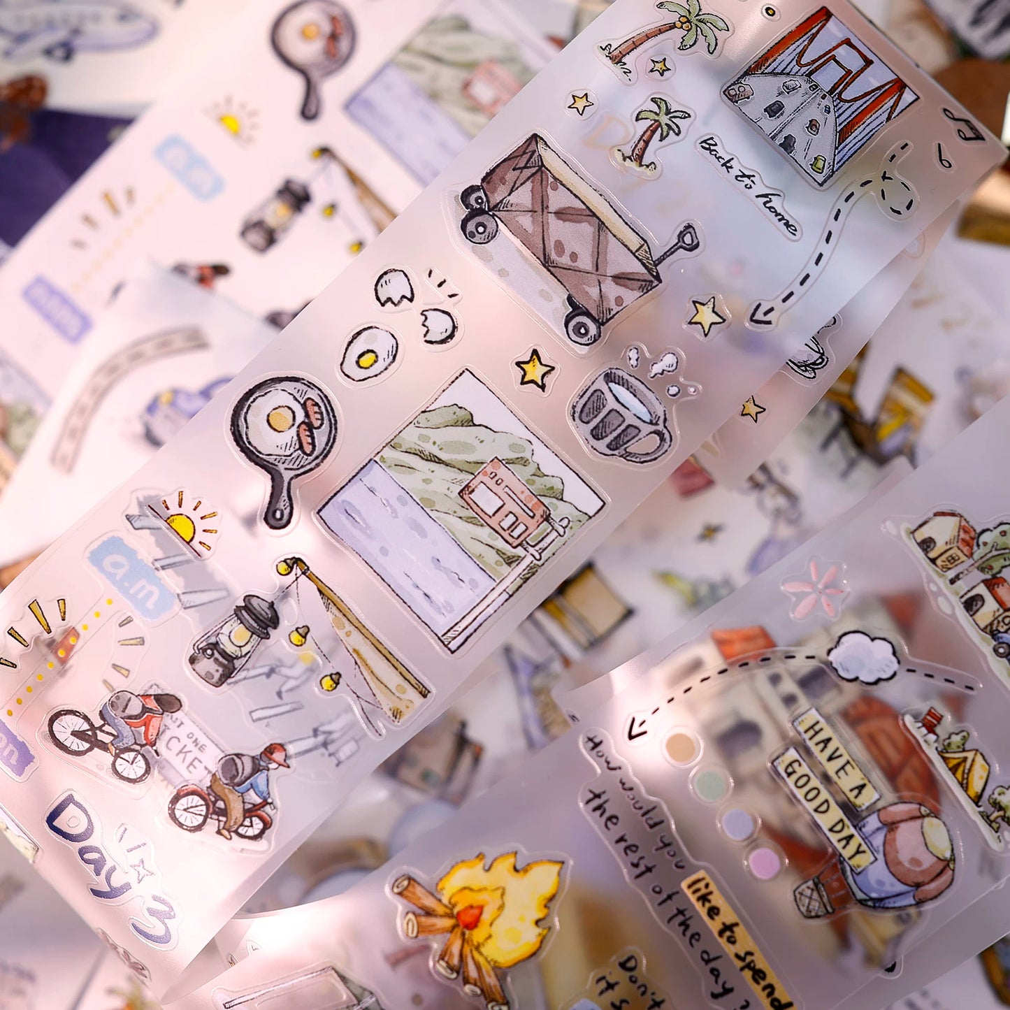 XiaoBaiJia Salt Series【Journey】Pre-cut Orginal Design Travel Scenery Text Washi/Pet Tape Light Retro Stickers