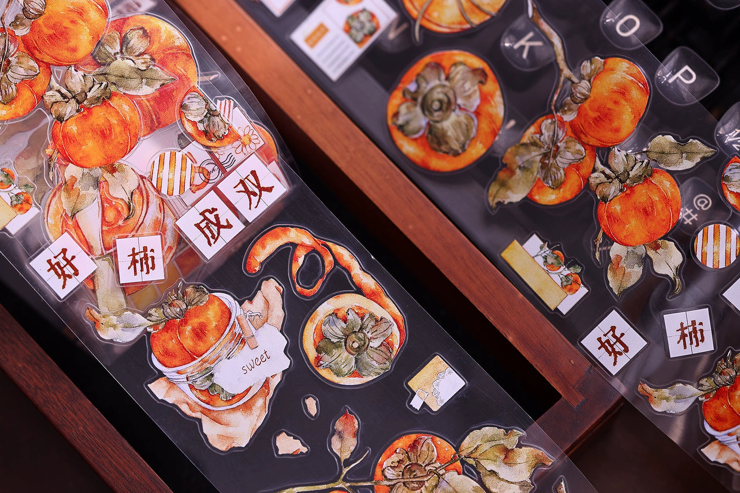 XiaoBaiJia【Winter Persimmon】Light Retro Orginal Design Washi Pet Tape Landscape Stickers