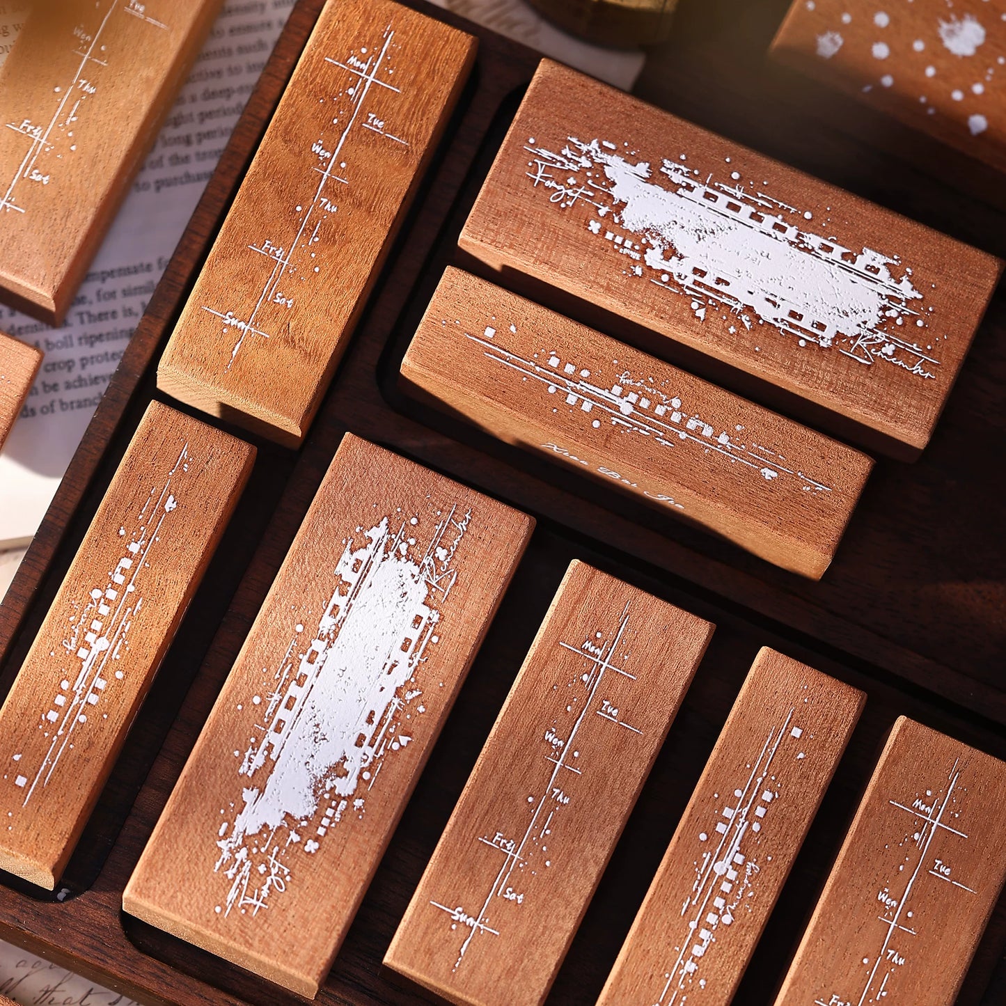 XiaoBaiJia【Basic Salt Backgroud Stamp】Imported Shabili Red Rubber and Maple Wood Stamp