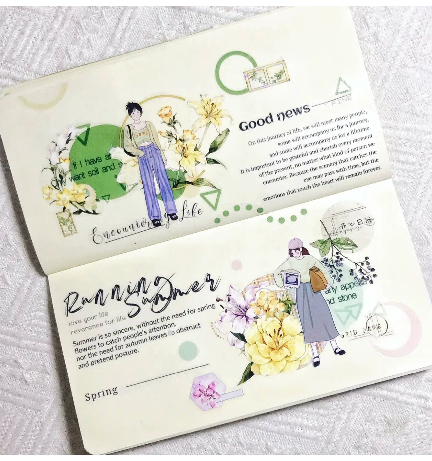 ZiYuanSu【Autumn Language Collection】English Text Pre-cut Washi/PET Tape,for Scrapbook Supplies,Scrapbook Tape Stickers,Junk Journal Supplies
