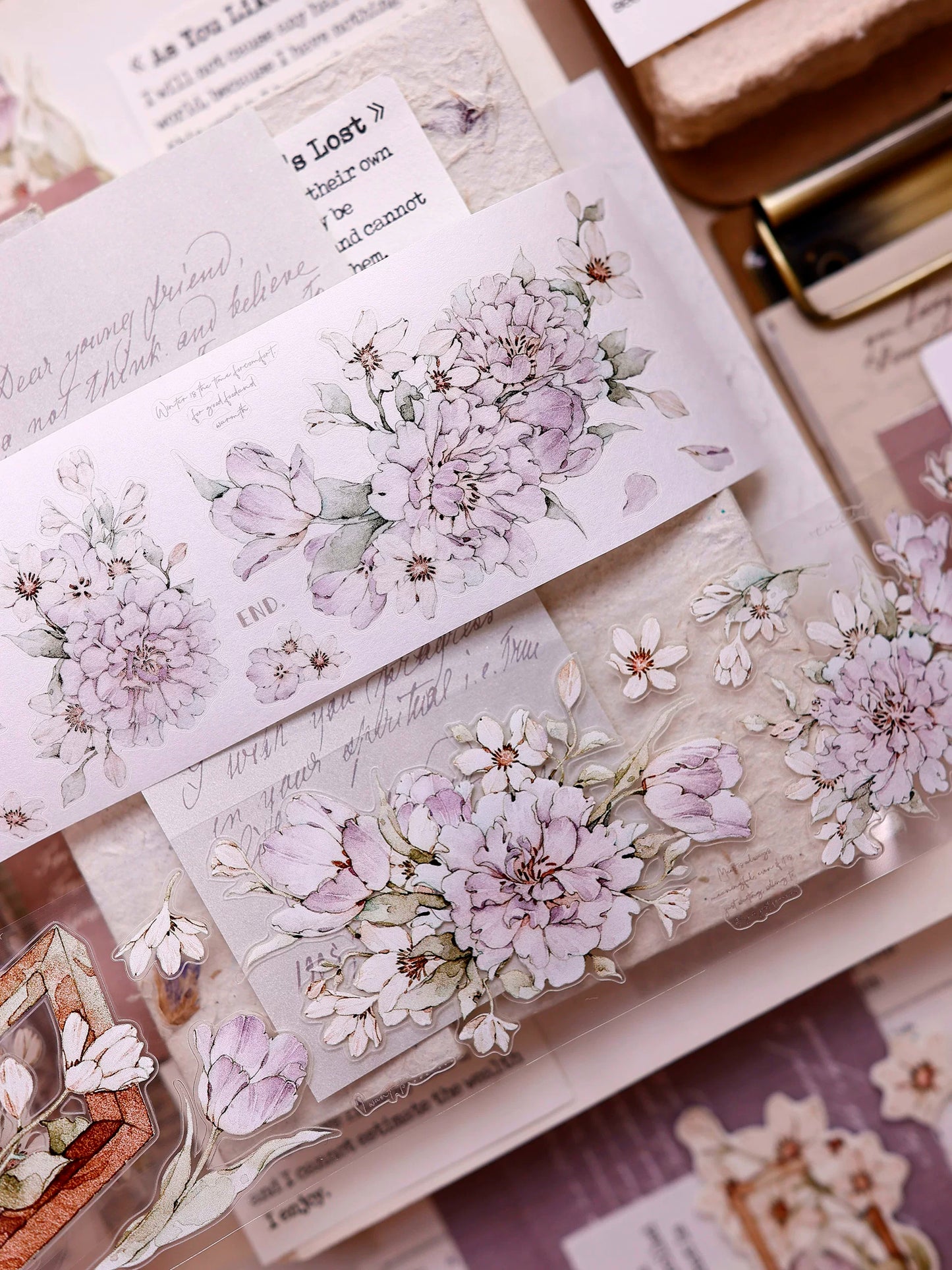 XiaoBaiJia Salt Series【Smoky Purple】Pre-cut Orginal Design Washi/Pet Tape Light Retro Stickers