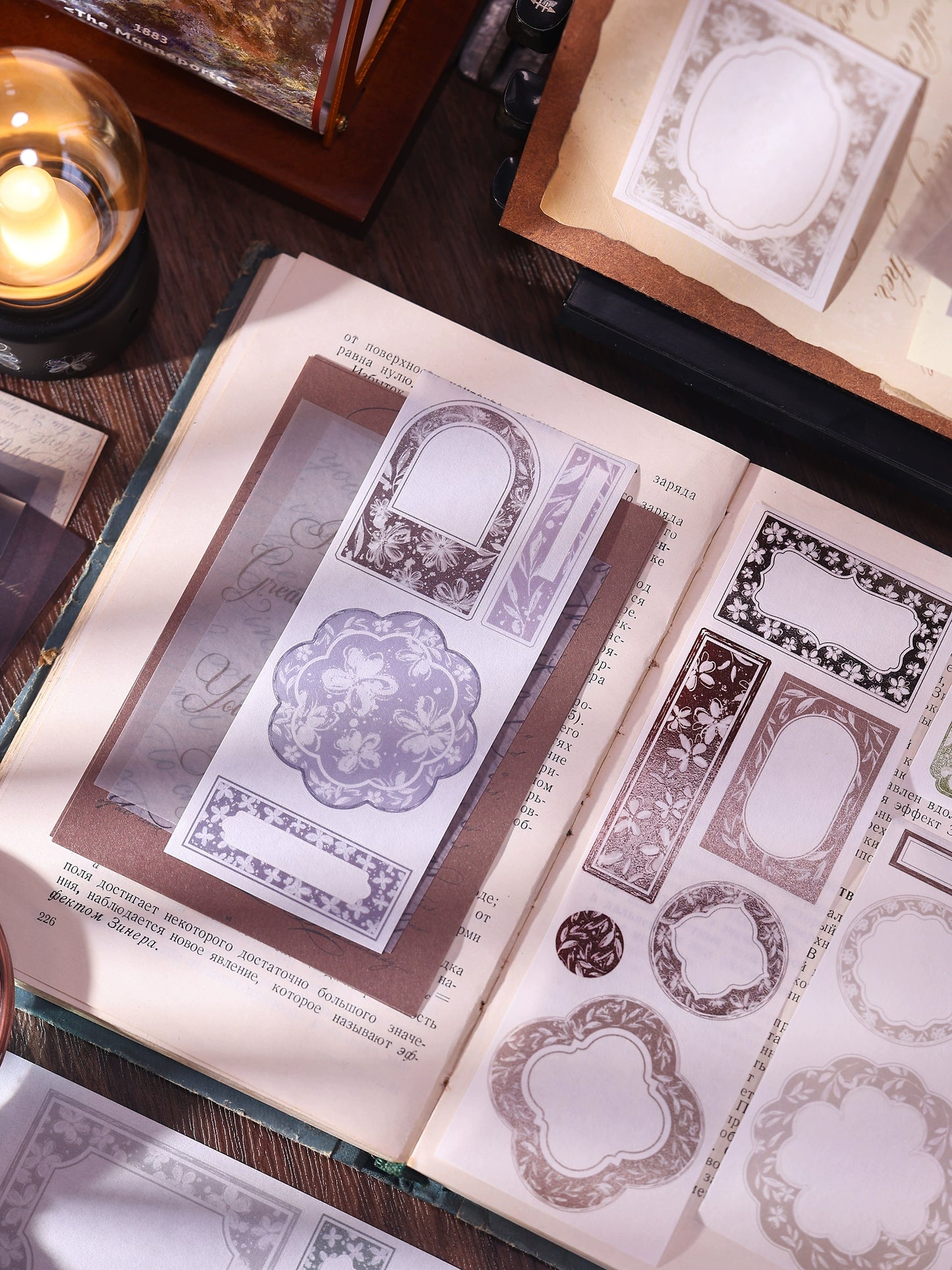 XiaoBaiJia【Flower Frame】Light Retro Orginal Design Washi Pet Tape Landscape Stickers