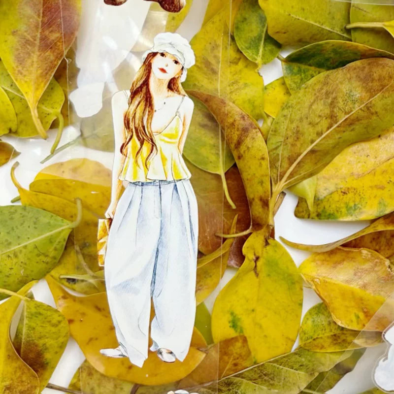 ZaoZao Vol3【Gardenia】Original Design Kiss-Cut Washi PET Tape Stickers,for Scrapbook Supplies,Journaling,Junk Journal,Bullet Journal,Planner Stickers