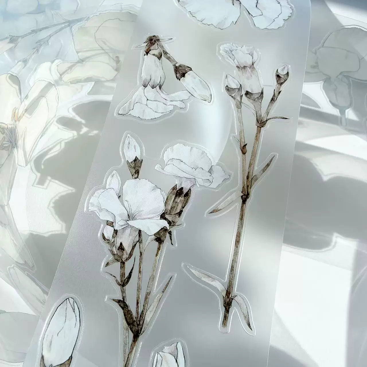 Kaixiaoxun Vol12【Plain White】 Pre-Cut Long Loop Washi/Matte PET Tape for Scrapbook Supplies,Junk Journal Supplies