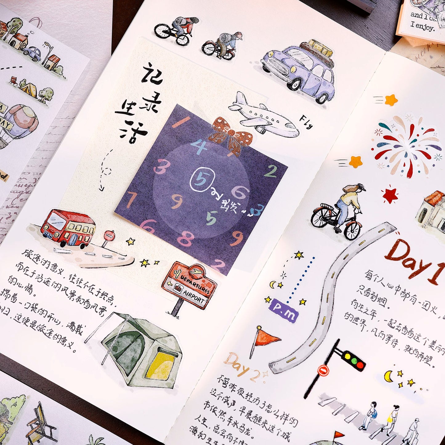 XiaoBaiJia Salt Series【Journey】Pre-cut Orginal Design Travel Scenery Text Washi/Pet Tape Light Retro Stickers