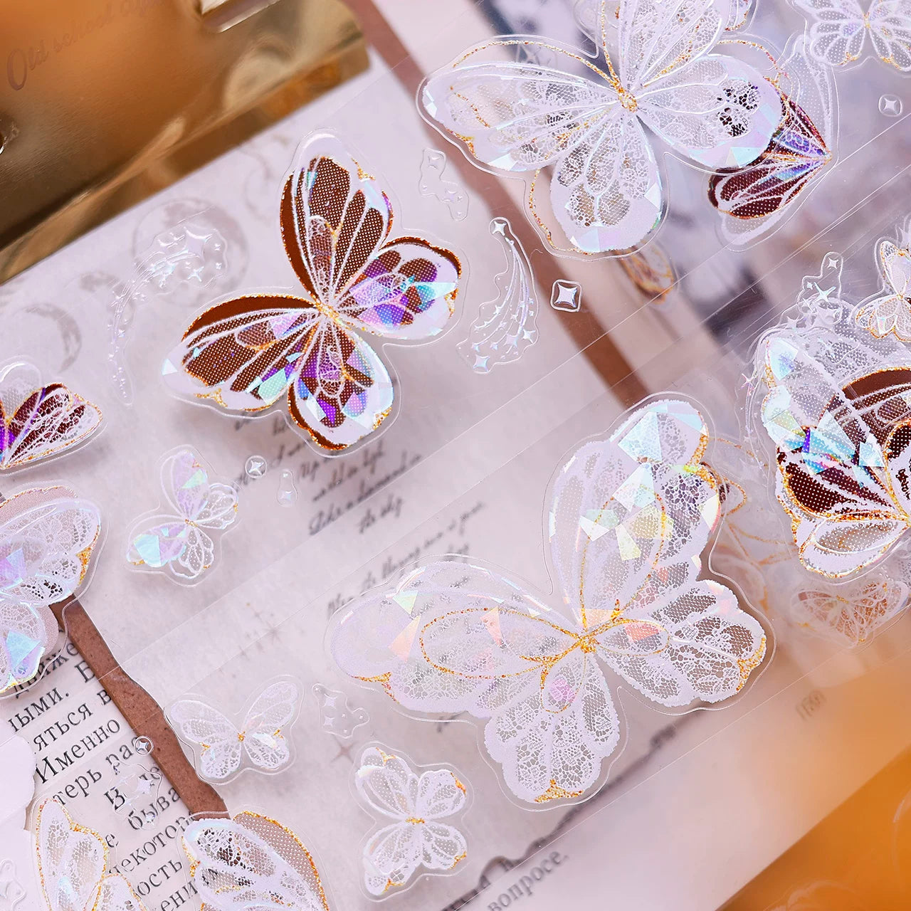 XiaoBaiJia Salt Series【Butterfly Feathers Chasing Light】Orginal Design Kiss-cut Washi/Pet Floral Tape Light Retro Landscaping Stickers