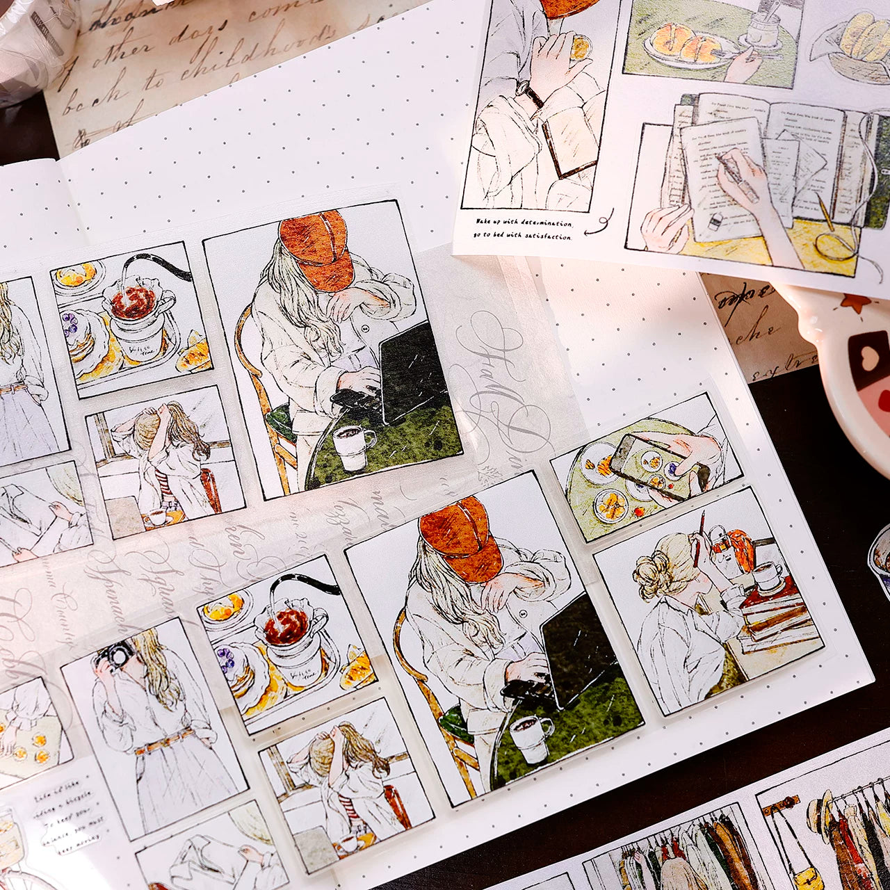 XiaoBaiJia Salt Series【Fengge Manji】Pre-cut Orginal Design Comic-style Daily Life Washi/Pet Tape Light Retro Stickers