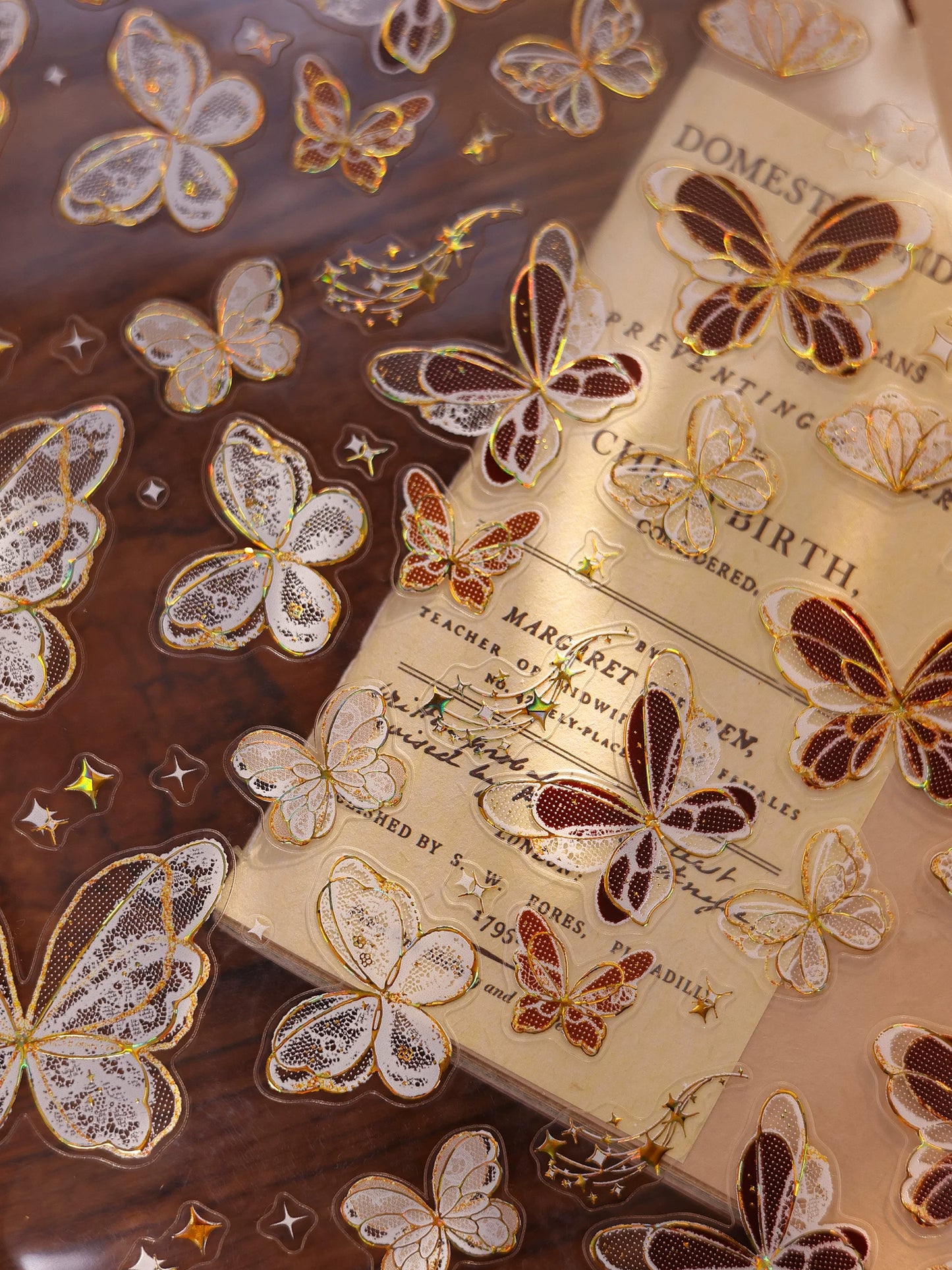 XiaoBaiJia Salt Series【Butterfly Feathers Chasing Light】Orginal Design Kiss-cut Washi/Pet Floral Tape Light Retro Landscaping Stickers