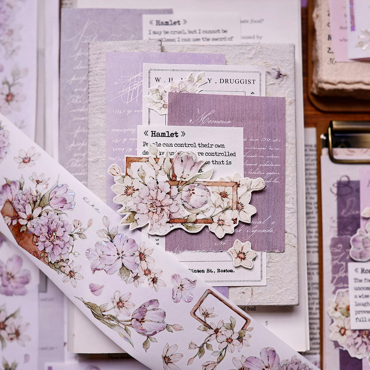 XiaoBaiJia Salt Series【Smoky Purple】Pre-cut Orginal Design Washi/Pet Tape Light Retro Stickers