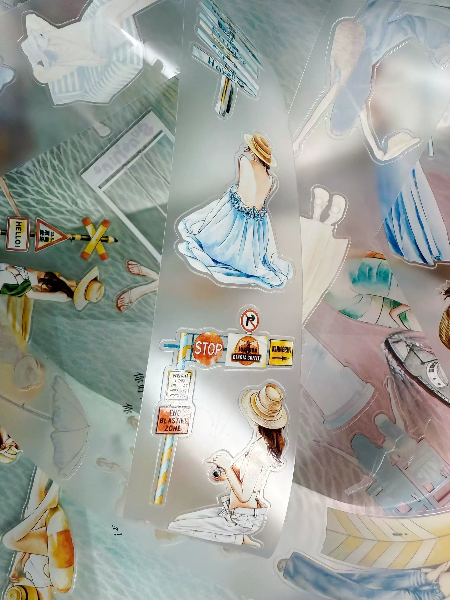 ZaoZao Vol3【Vacation】Original Design Kiss-Cut Washi PET Tape Stickers,for Scrapbook Supplies,Journaling,Junk Journal,Bullet Journal,Planner Stickers