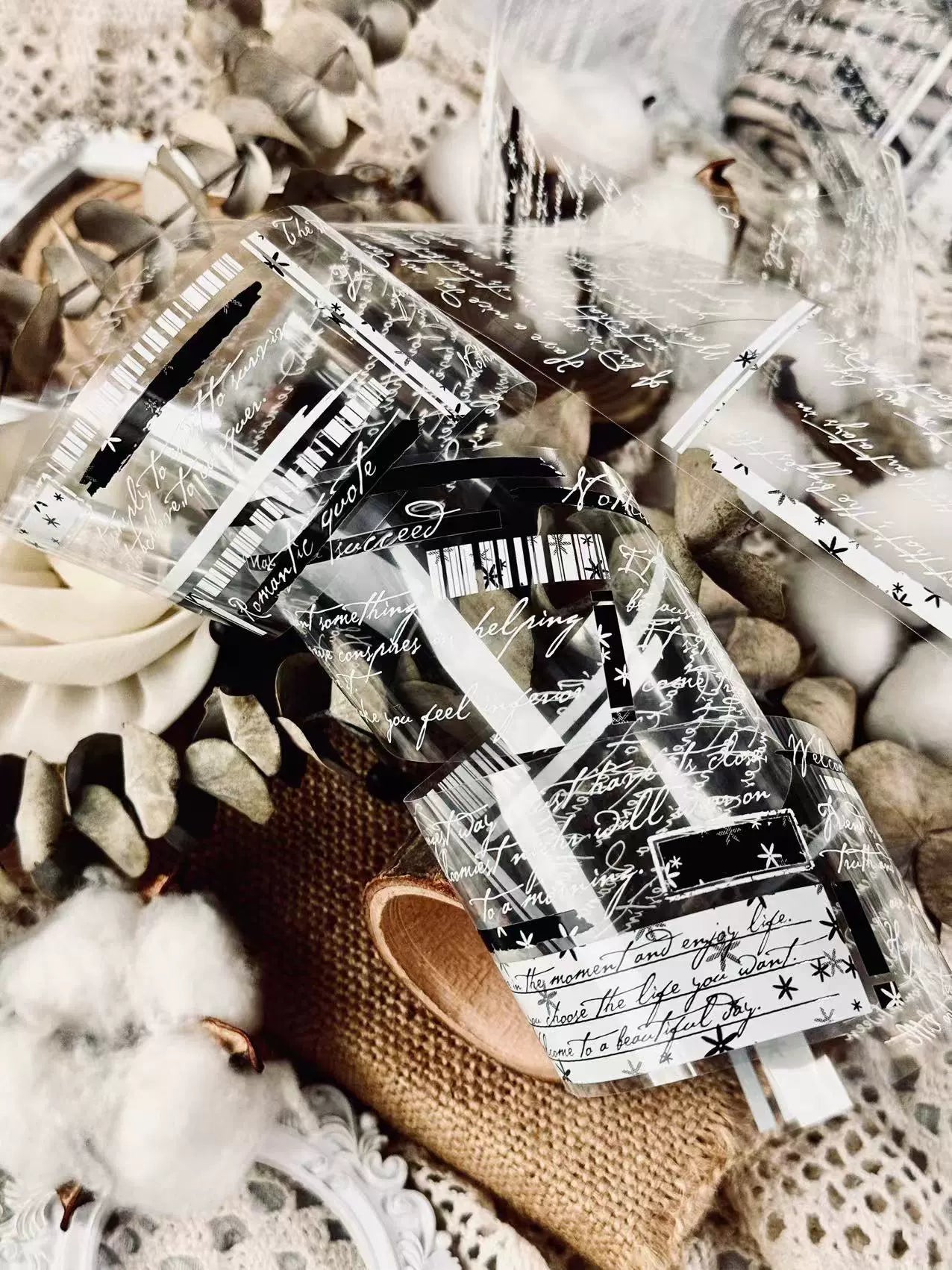 Linlanxi【 Romantic Quotes】Original Design Text Washi/Pet Tape Sticker, 5-meter-long Loop Roll