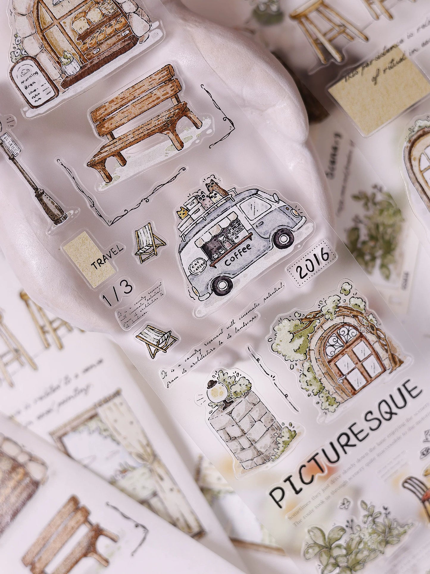 XiaoBaiJia Salt Series【Plain and Delicate】Pre-cut Orginal Design Washi/Pet Tape Light Retro Stickers