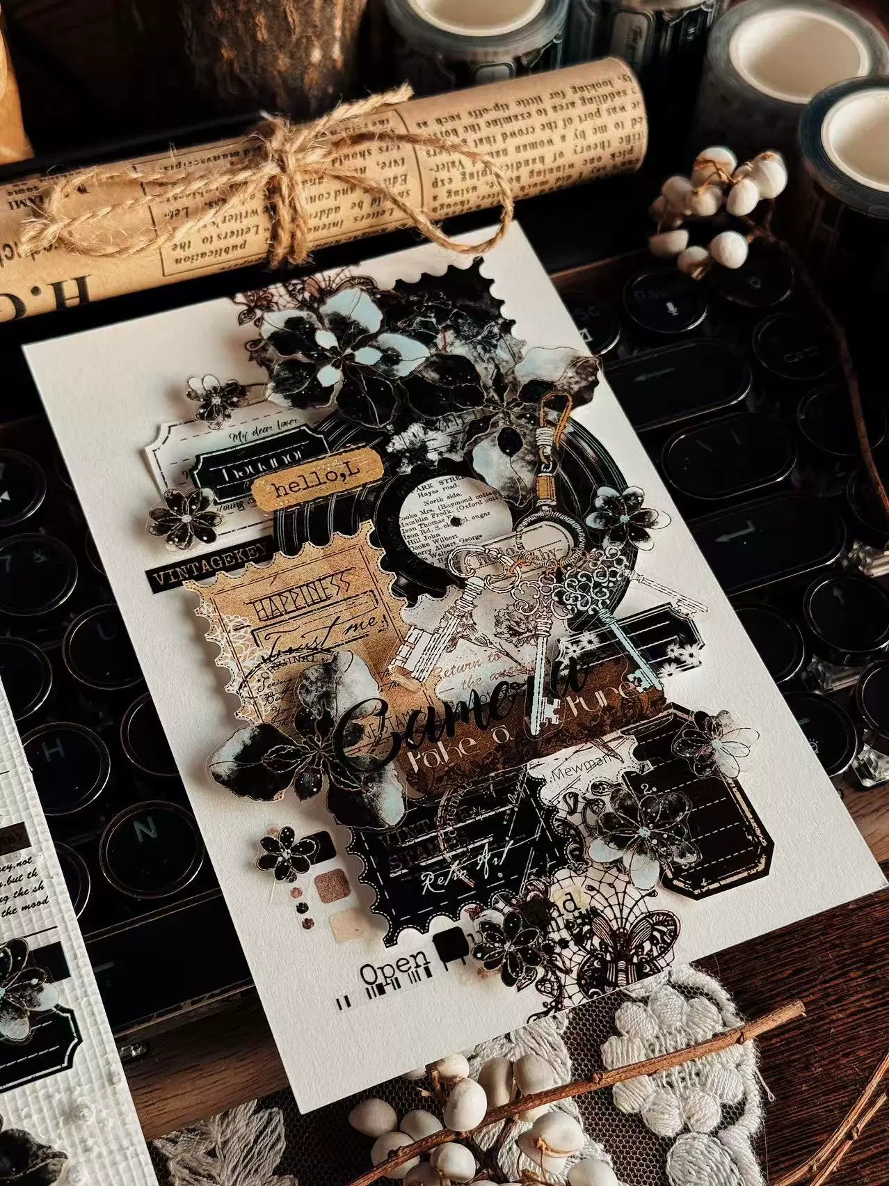 Linlanxi Vol13【Dark Kite Flowers Gradually】Original Design Retro Exquisite Vintage Decorative Washi/Pet Tape