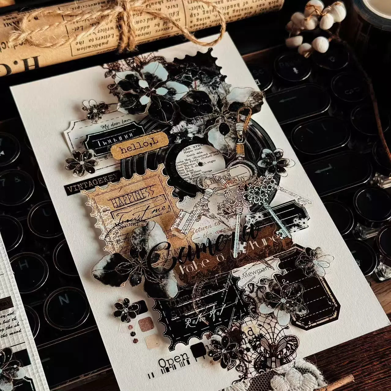 Linlanxi Vol13【Dark Kite Flowers Gradually】Original Design Retro Exquisite Vintage Decorative Washi/Pet Tape