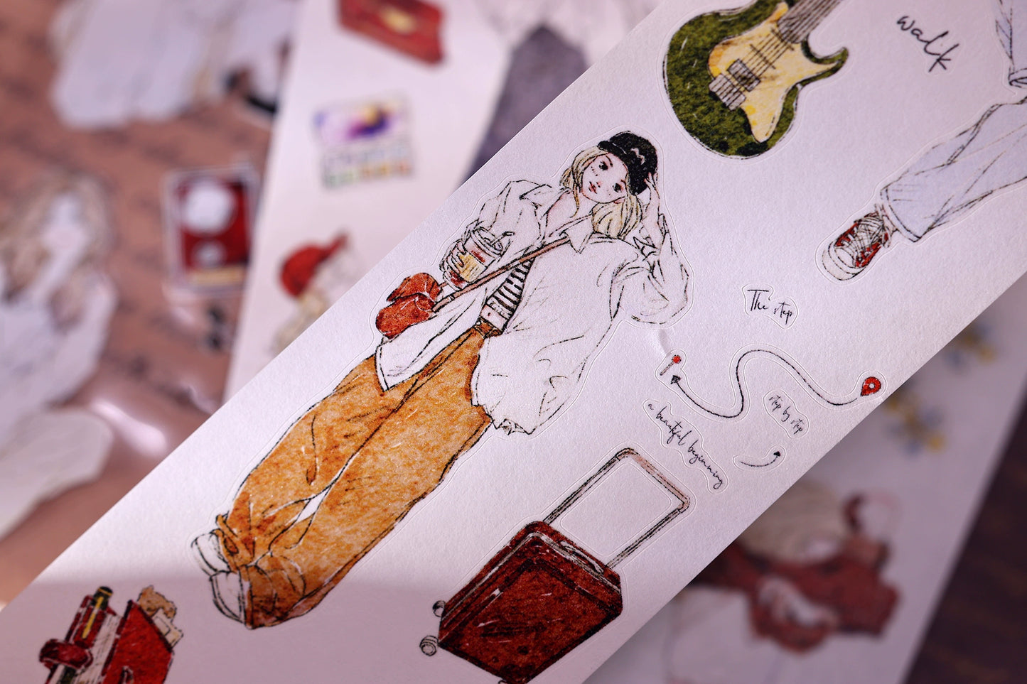 XiaoBaiJia Minimalist Style【Free Wind】Light Retro Orginal Design Washi Pet Tape Landscape Stickers