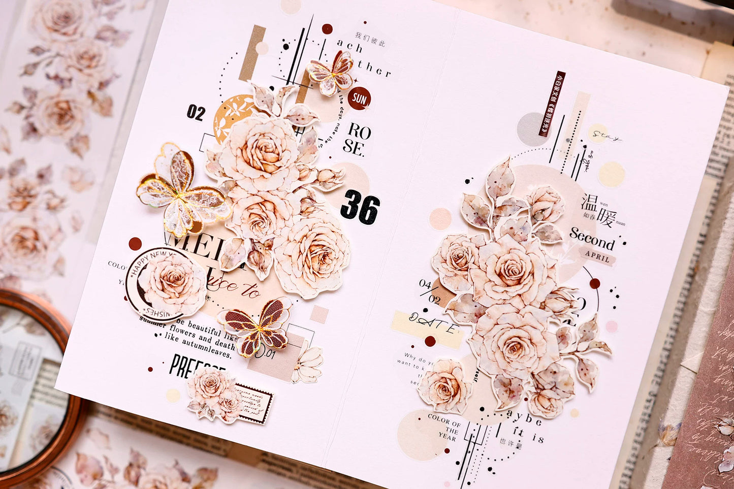 XiaoBaiJia Salt Series【Color Circle Collection】Pre-cut Orginal Design Washi/Pet Tape Light Retro Stickers