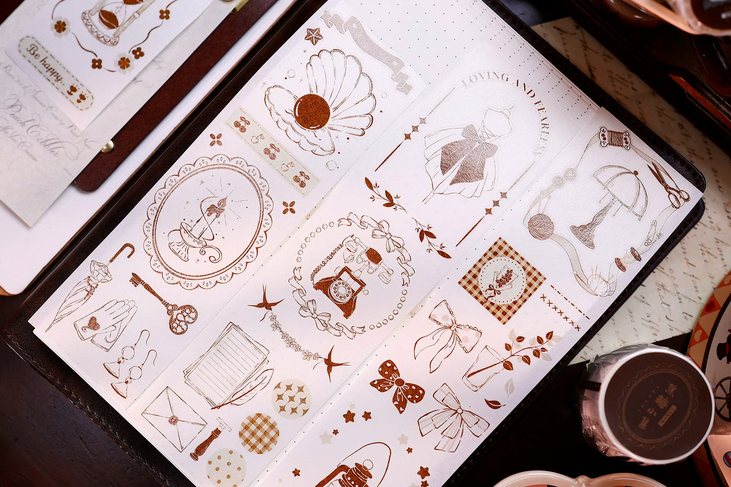 XiaoBaiJia Salt Series【Caramel Collection】Pre-cut Orginal Design Vintage Small Decorative Frame Washi/Pet Tape Light Retro Stickers