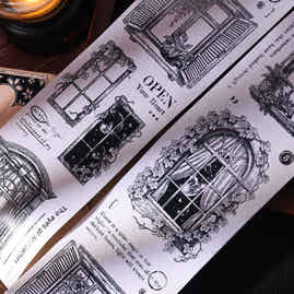 XiaoBaiJia【Window】Light Retro Orginal Design Washi Pet Tape Landscape Stickers