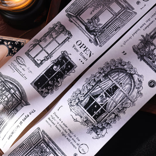 XiaoBaiJia【Window】Light Retro Orginal Design Washi Pet Tape Landscape Stickers