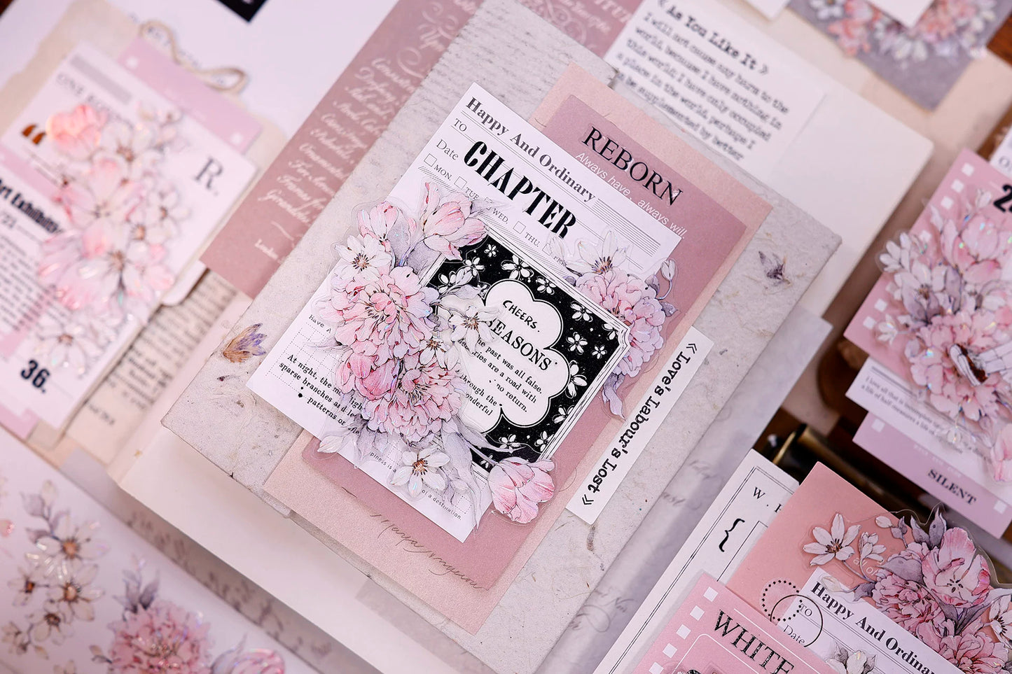 XiaoBaiJia Salt Series【Powdered Floss】Pre-cut Orginal Design Washi/Pet Tape Light Retro Stickers