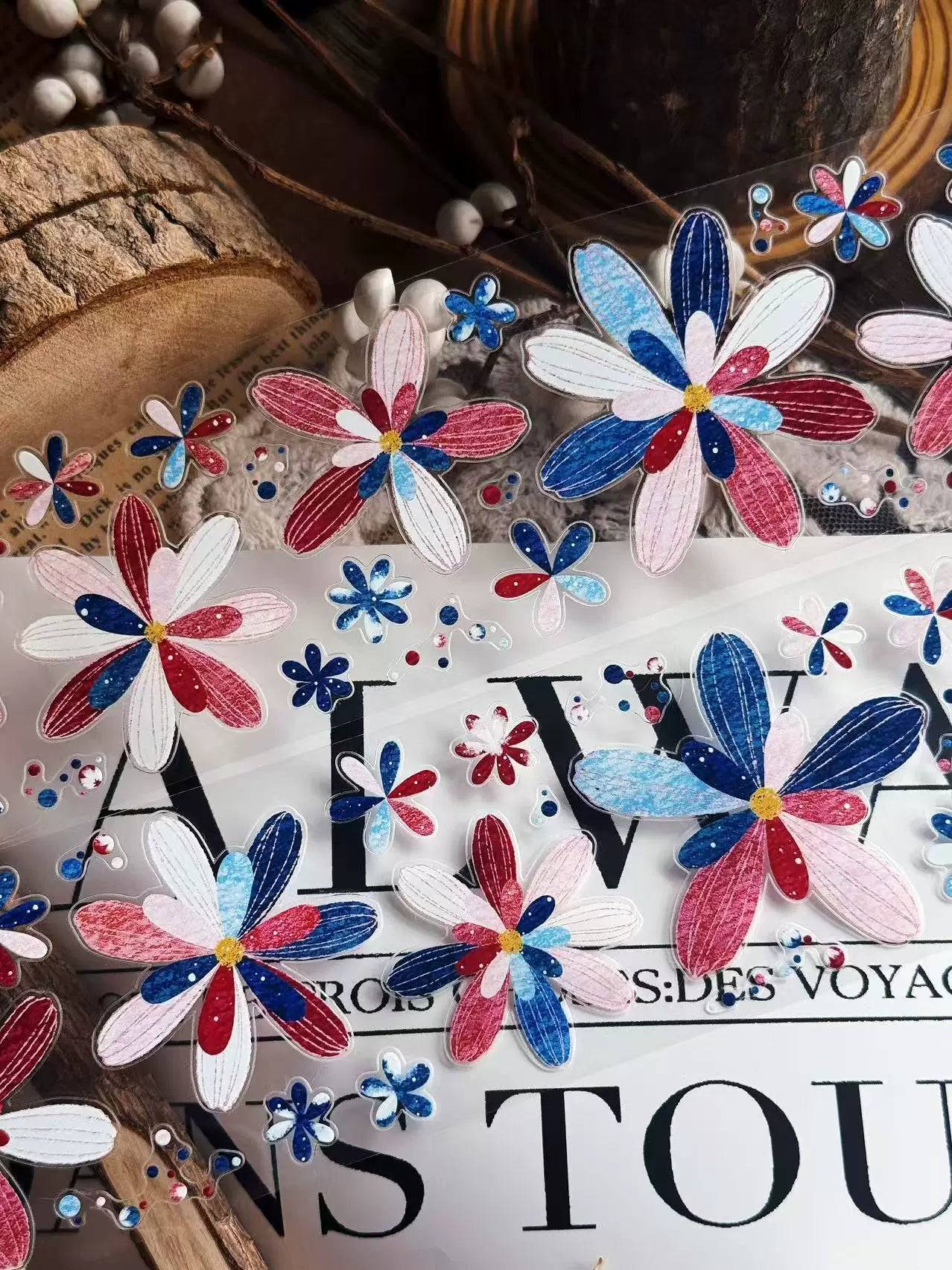 Linlanxi Vol14【Gelaier】【Blue Pink Dai】Original Design Retro Exquisite Vintage Decorative Washi/Pet Tape