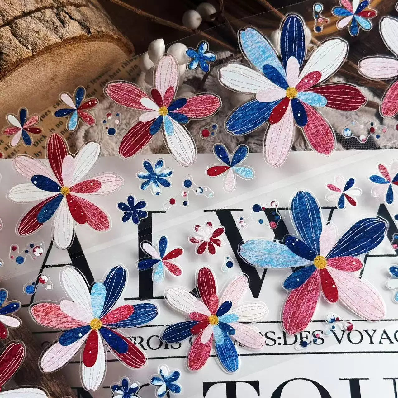 Linlanxi Vol14【Gelaier】【Blue Pink Dai】Original Design Retro Exquisite Vintage Decorative Washi/Pet Tape