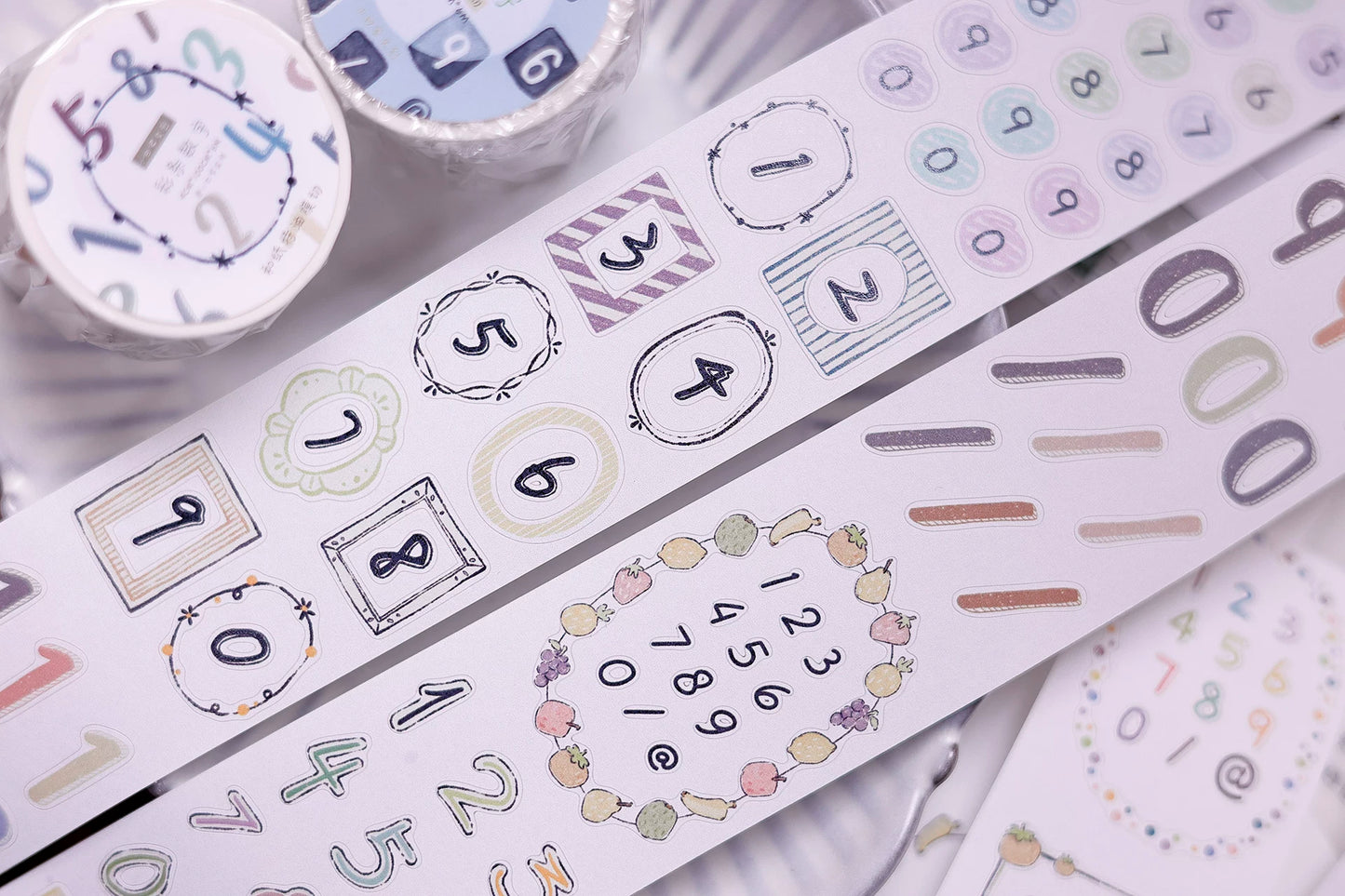 XiaoBaiJia Salt Series【Color Bar Numbers】Pre-cut Orginal Design Text Washi/Pet Tape Light Retro Stickers