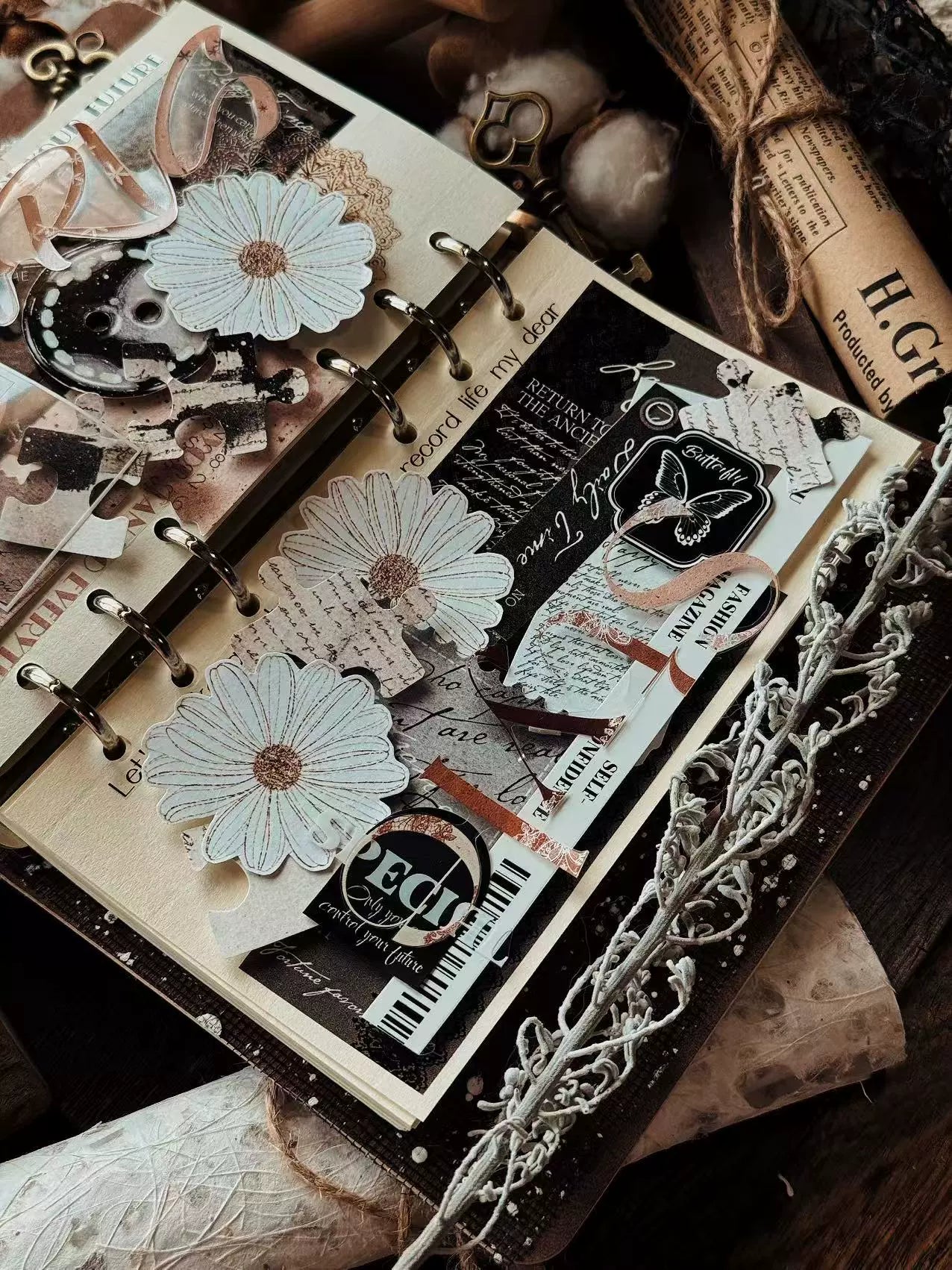 Linlanxi 【Residual Charm and Flowing Light】Original Pre-cut Washi/Pet Tape,New Fashion Retro Wider English Text