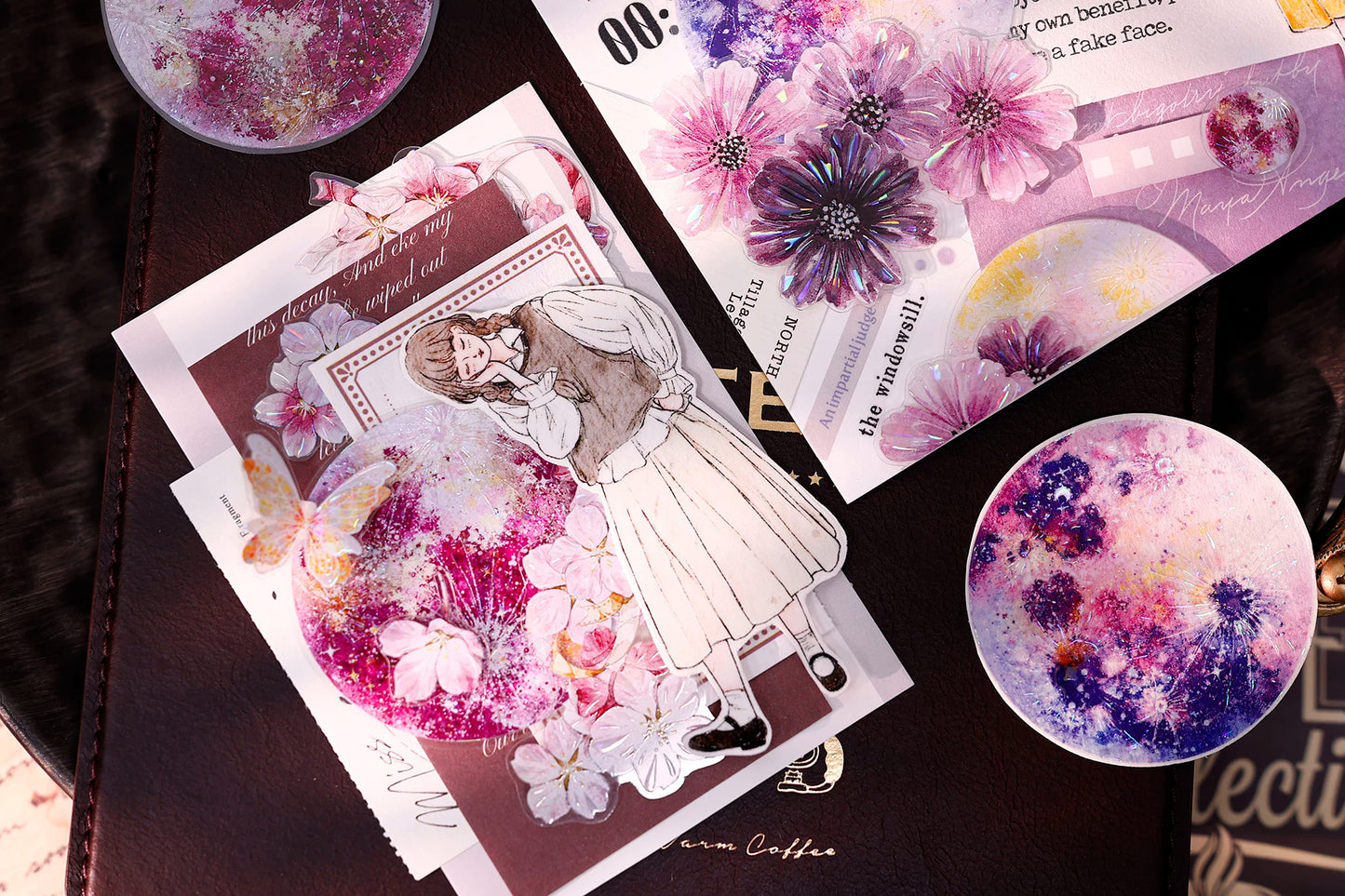 XiaoBaiJia【Starfall】Pre-cut Dream Planet Orginal Design Washi Pet Tape Light Retro Stickers