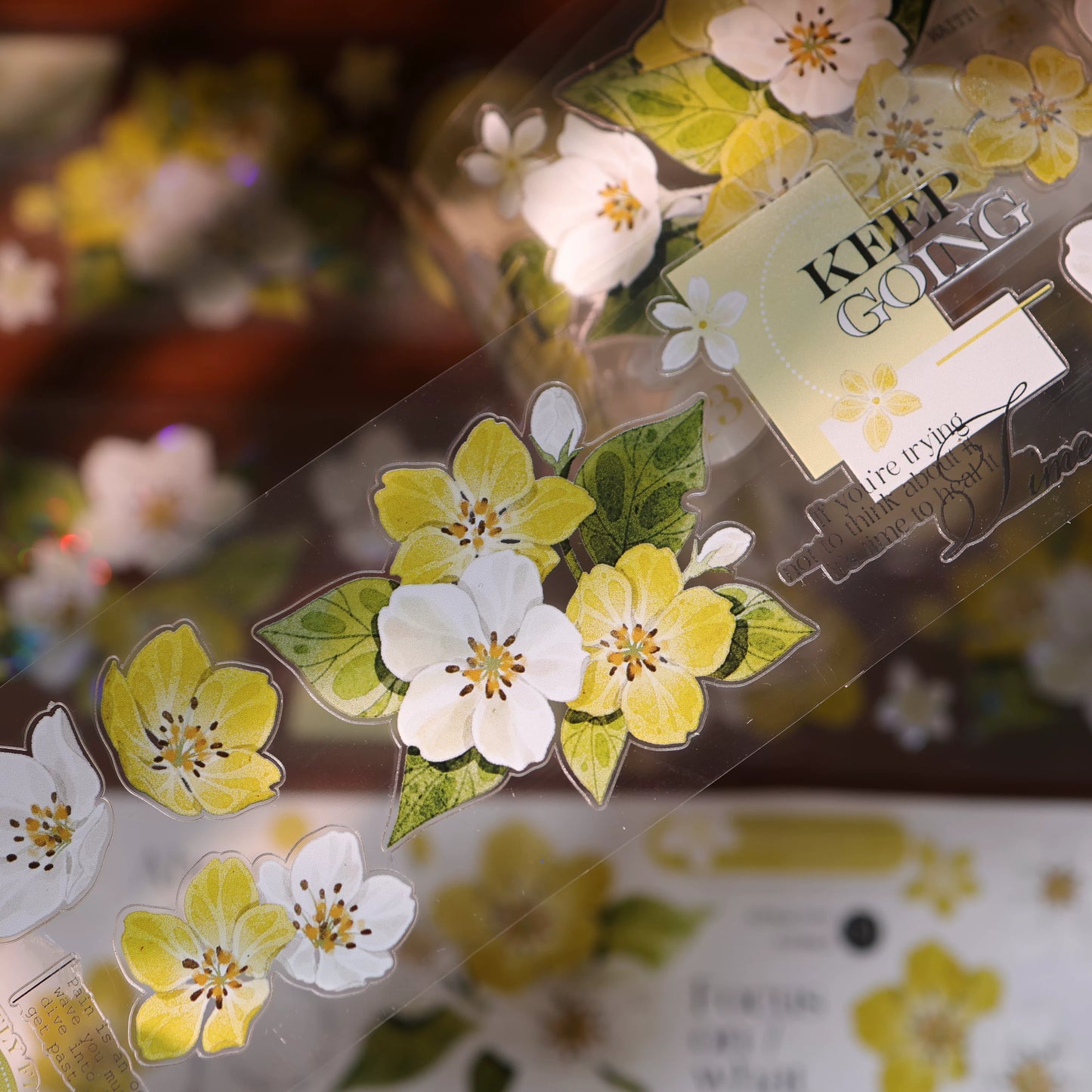 YiEr Vol17【Cream Pear Blossom】Kiss-cut Floral Washi Tape and PET Stickers