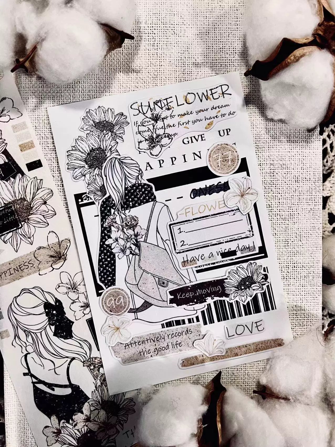 Linlanxi【Girl】Original Design New Product  Washi/Pet Tape Light Retro Character Style Long Loop Full Roll