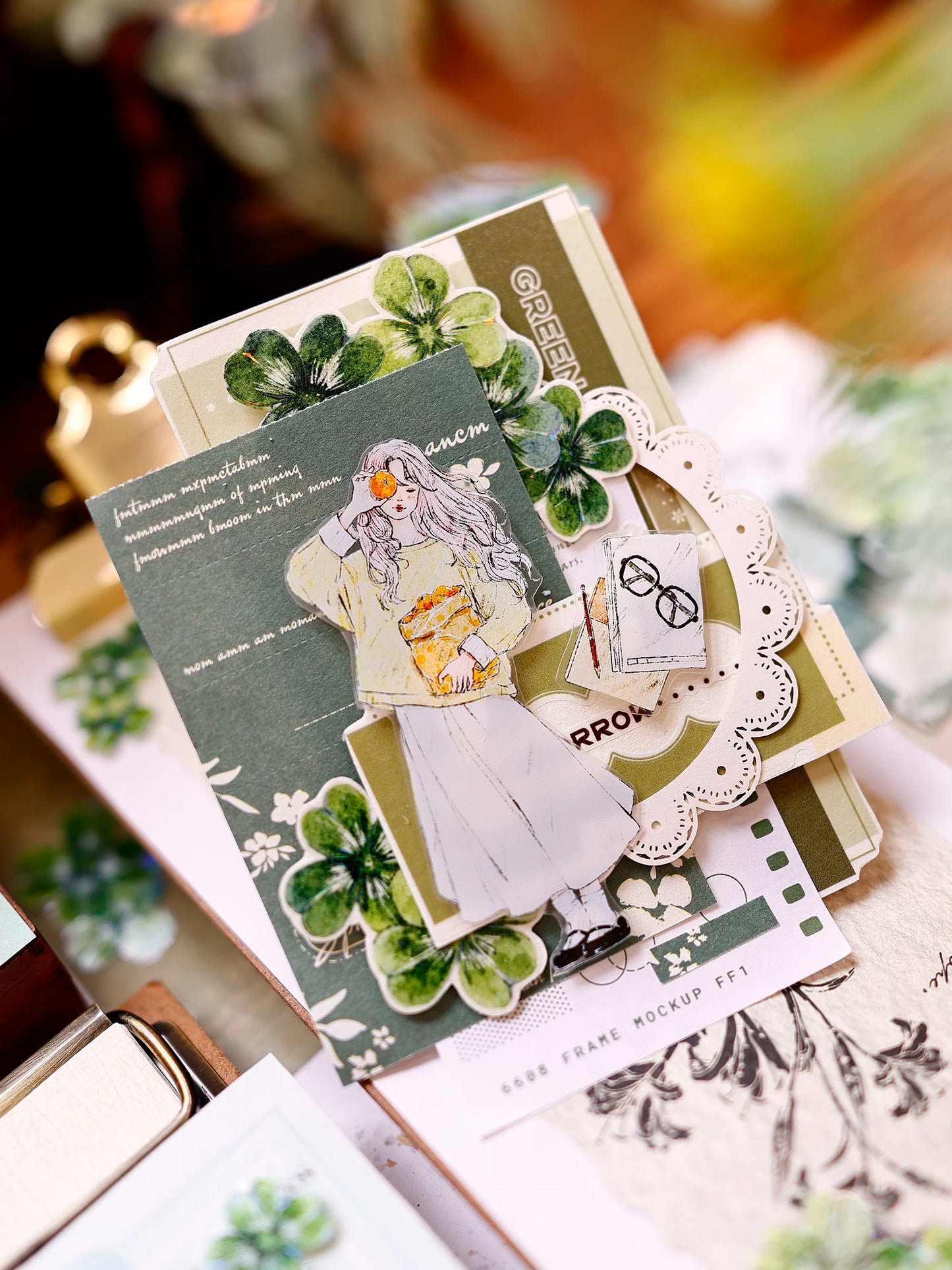 XiaoBaiJia Salt Series【Maiden Among the Flowers】Pre-cut Orginal Design Washi/Pet Tape Light Retro Stickers