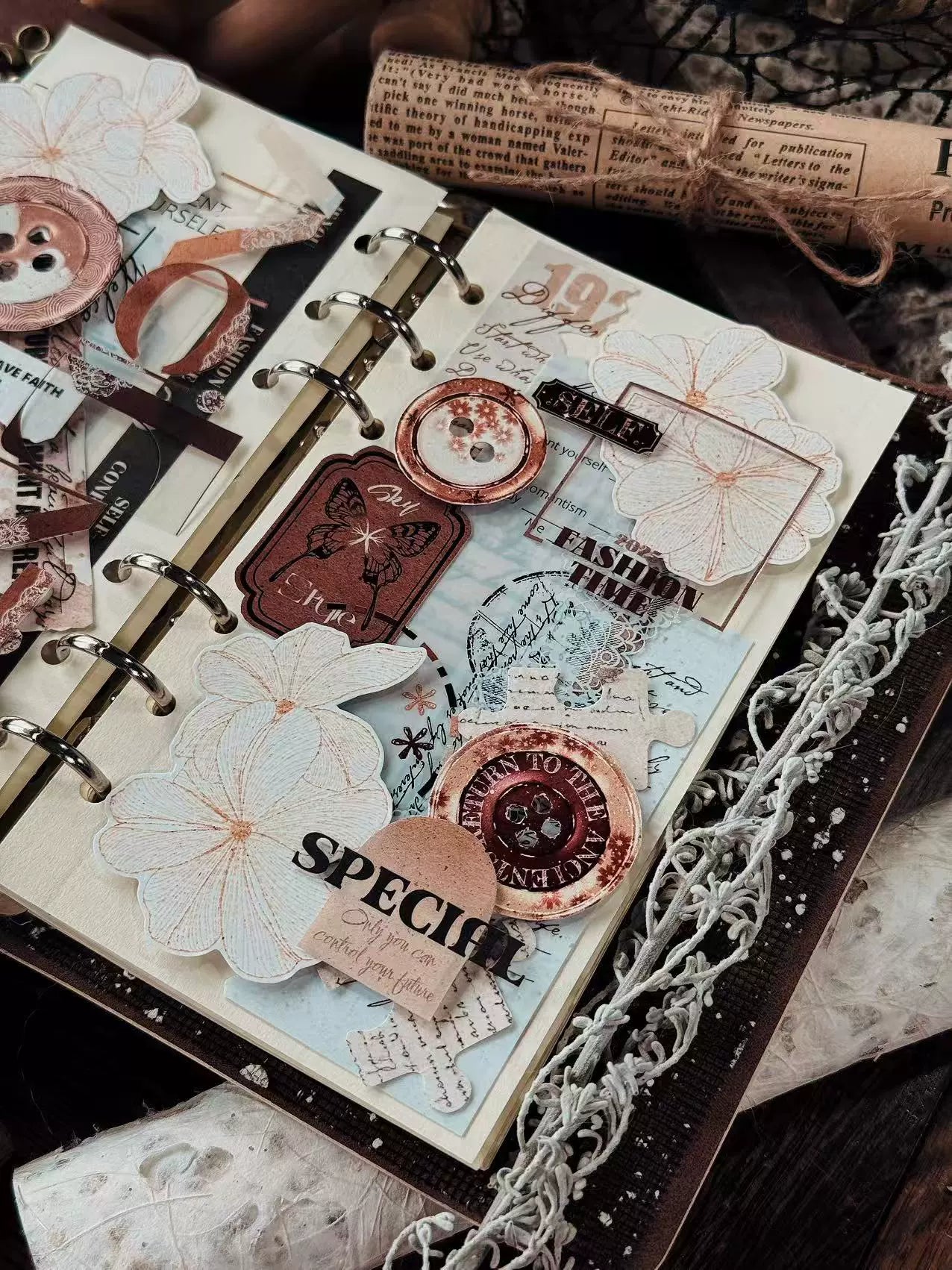 Linlanxi 【Residual Charm and Flowing Light】Original Pre-cut Washi/Pet Tape,New Fashion Retro Wider English Text