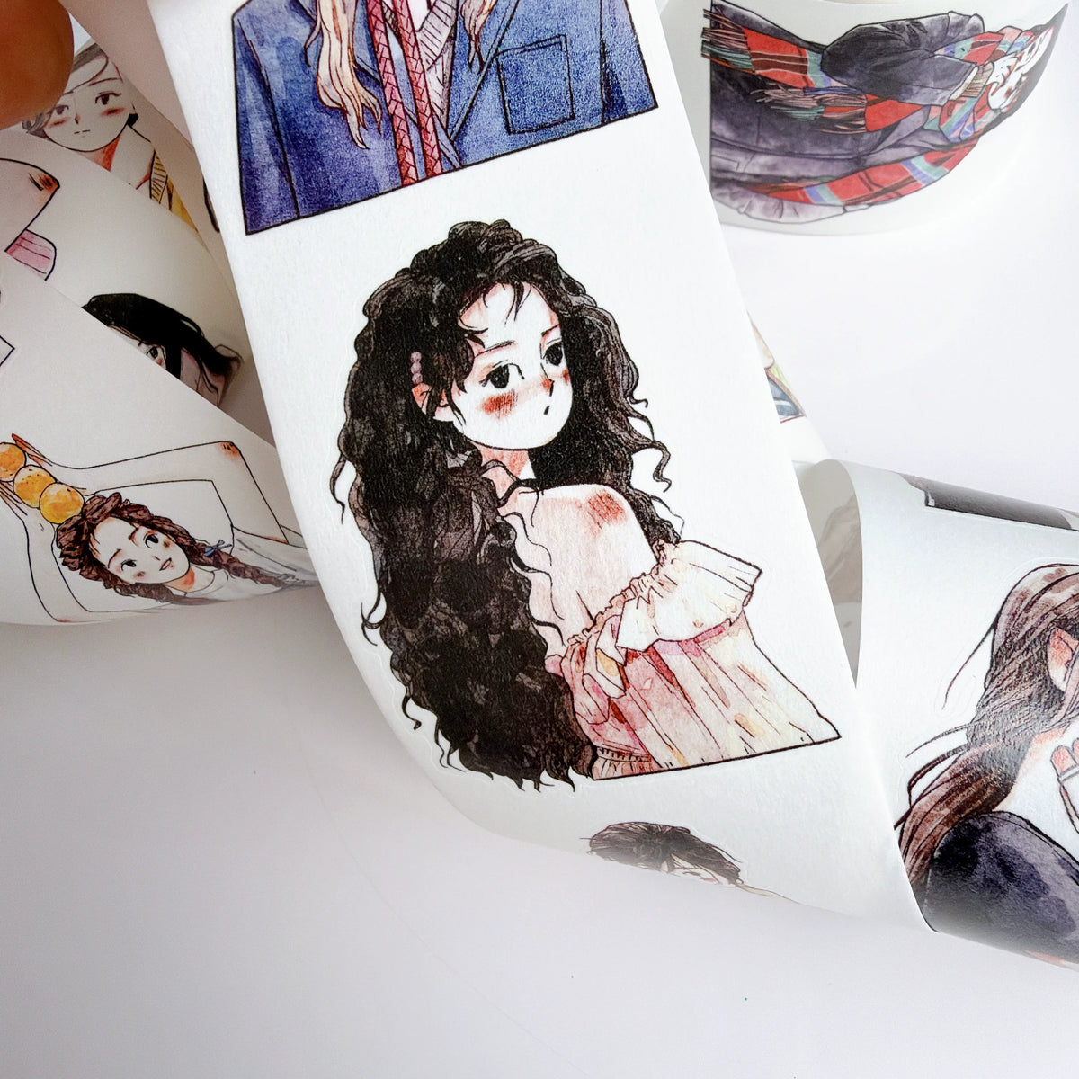 Kaixiaoxun Vol14【Small Avatar】 Pre-Cut Long Loop Washi/Matte PET Tape for Scrapbook Supplies,Junk Journal Supplies