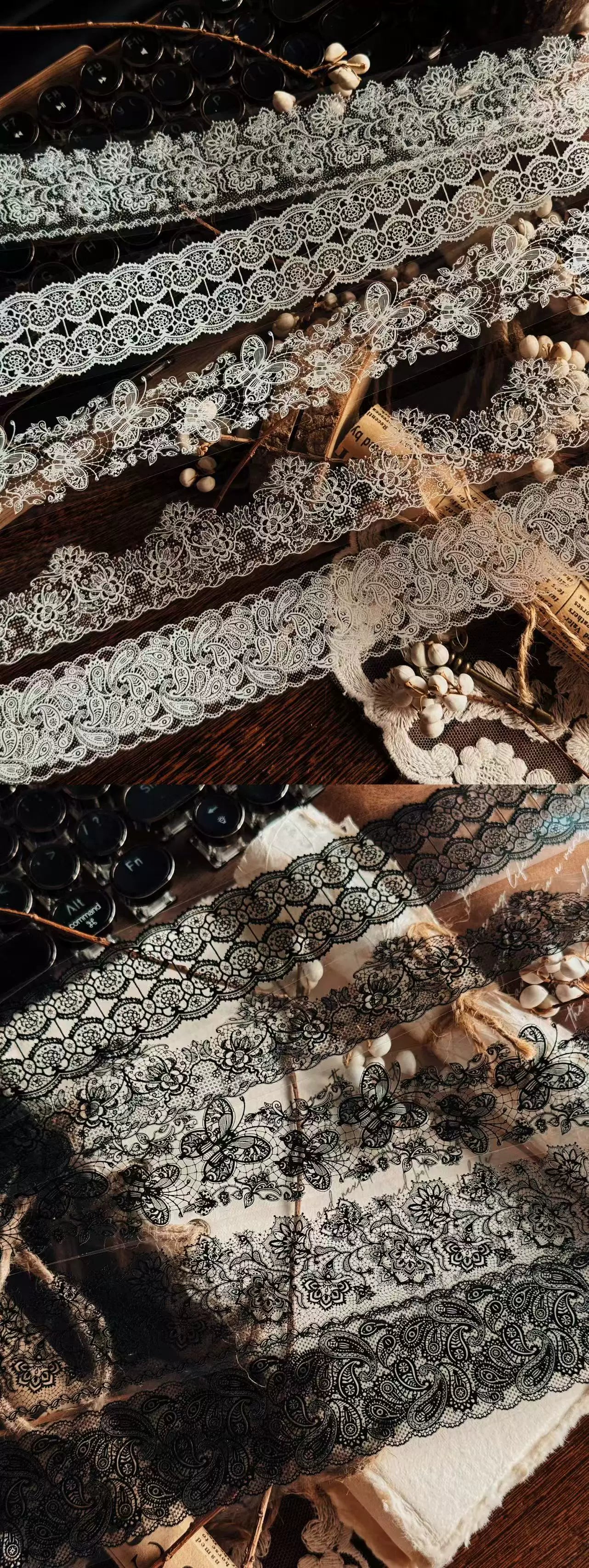 Linlanxi Vol13【Vintage Lace Trim】Original Design Retro Broken Paper Bookkeeping Washi Pet Tape