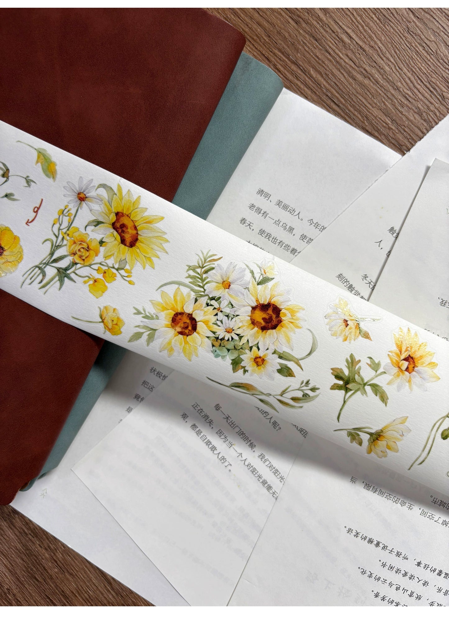 ZiYuanSu Vol12【Radiant Sunflower Color】Scene/Landscape Pre-cut Washi/PET Tape,for Scrapbook Supplies,Scrapbook Tape Stickers,Junk Journal Supplies
