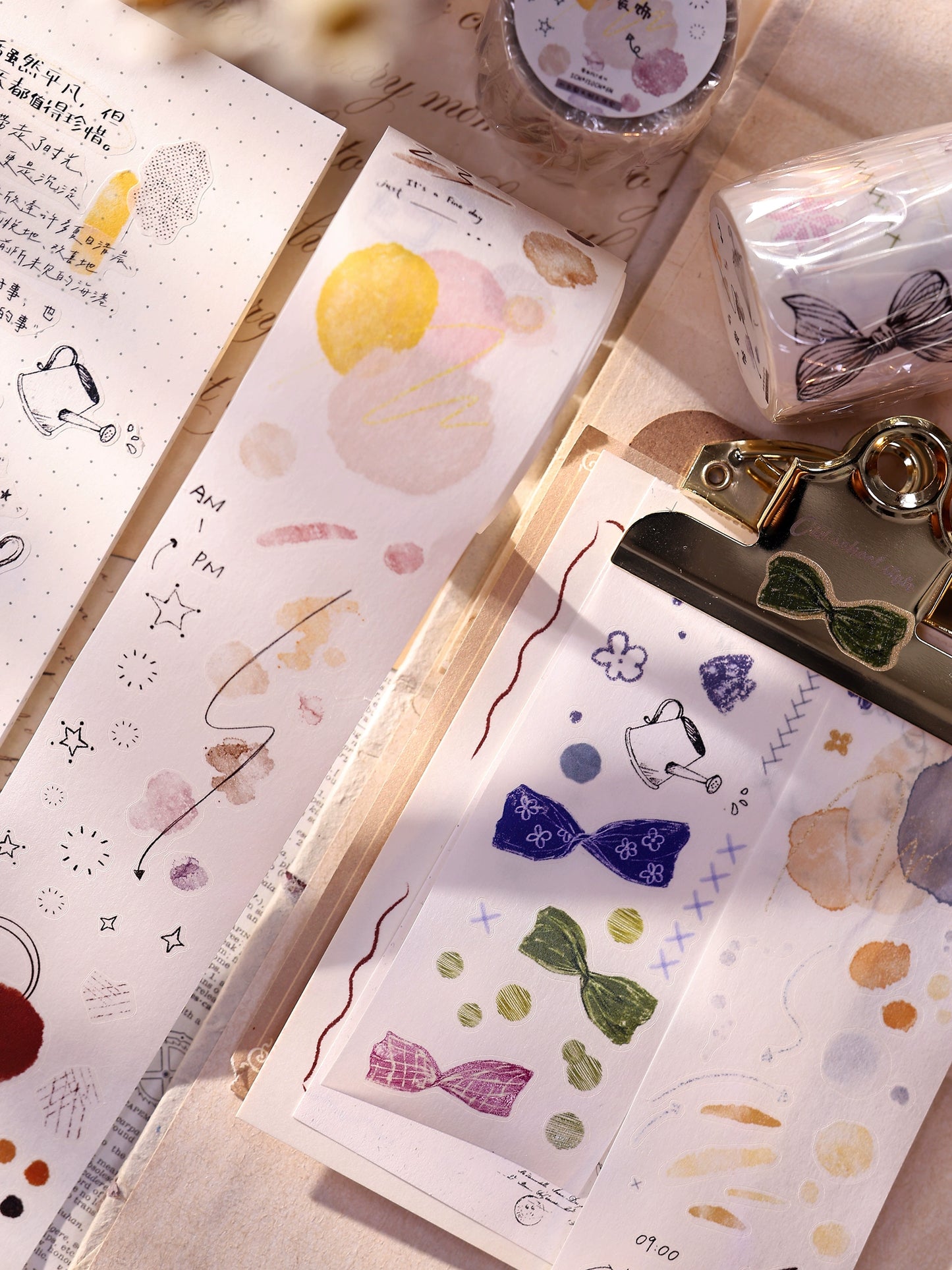 XiaoBaiJia Minimalist Style【Small Decoration】Light Retro Orginal Design Washi Pet Tape Landscape Stickers